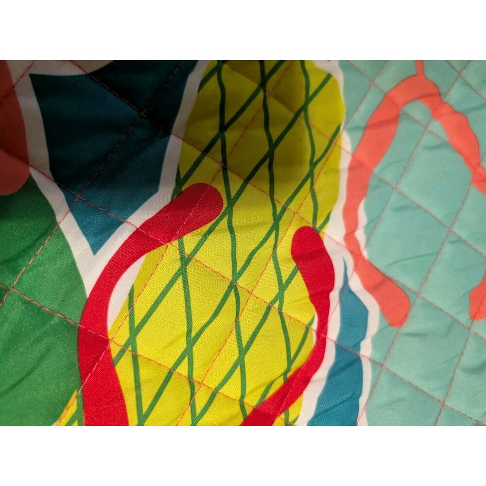Vibrant Quilted Flip Flop Beach Bag Tote With Pocket Multi-color Large Summer - Picture 4 of 10